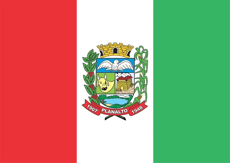 Bandeira de Planalto SP com as cores oficiais do municipio